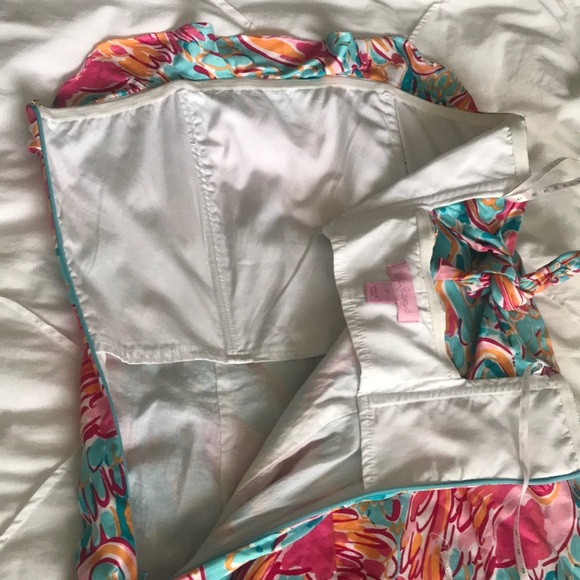 🌿Lilly Pulitzer strapless Eat & Peel flamingle dress, size 2🌿 - Picture 6 of 10